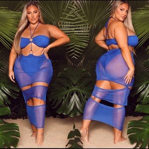 Fashion nova curve mesh Sunsuit 2x
